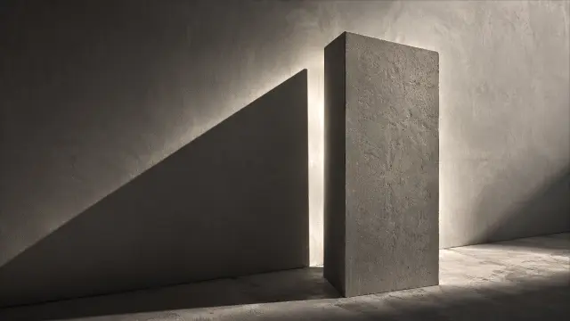 Luz dramática sobre bloque de hormigón en pared interior