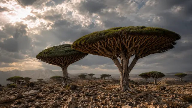 Dragons de Sodoma en paisaje árido con cielo nublado
