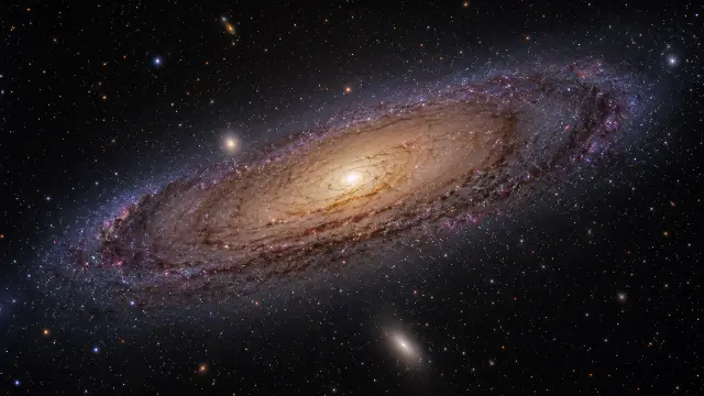 Galaxia espiral brillante entre estrellas