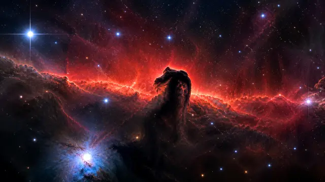 Nebulosa de caballos marinos en el espacio profundo