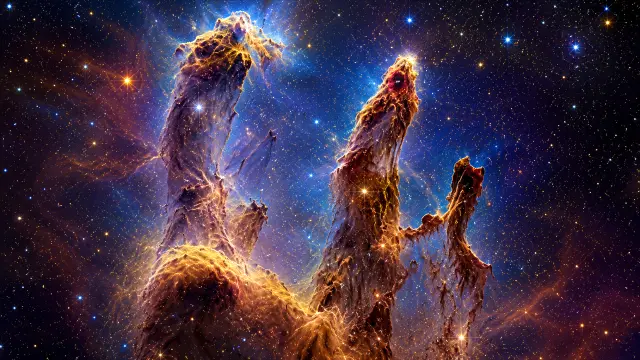 Nubes de gas y polvo con estrellas en el espacio profundo