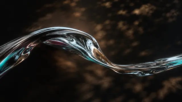Onda de cristal iridiscente sobre fondo oscuro
