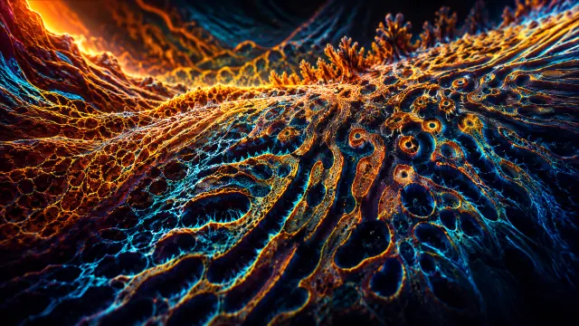 Textura abstracta vibrante con luces naranjas y azules