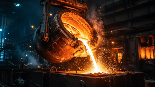 Vaciado de lingote de metal fundido en planta
