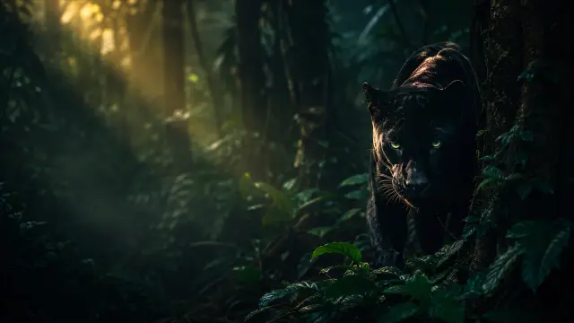 Puma negro en el bosque