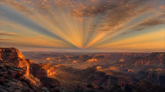 Atardecer dorado sobre un cañón profundo