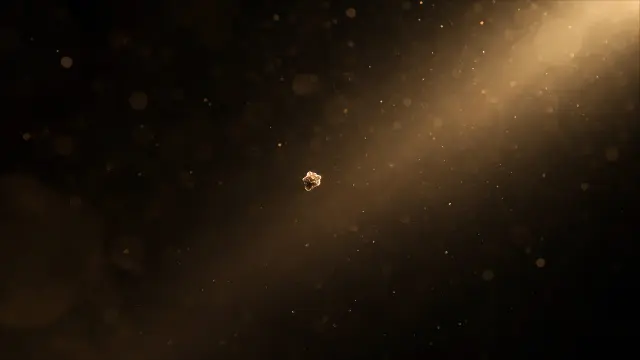 Partículas doradas en la oscuridad